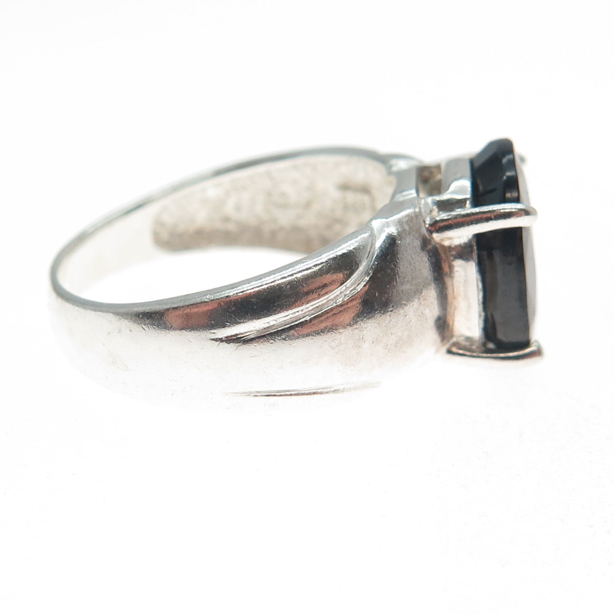 925 Sterling Silver Vintage BCBS Real Oval-Cut Sapphire Ring Size 8.25