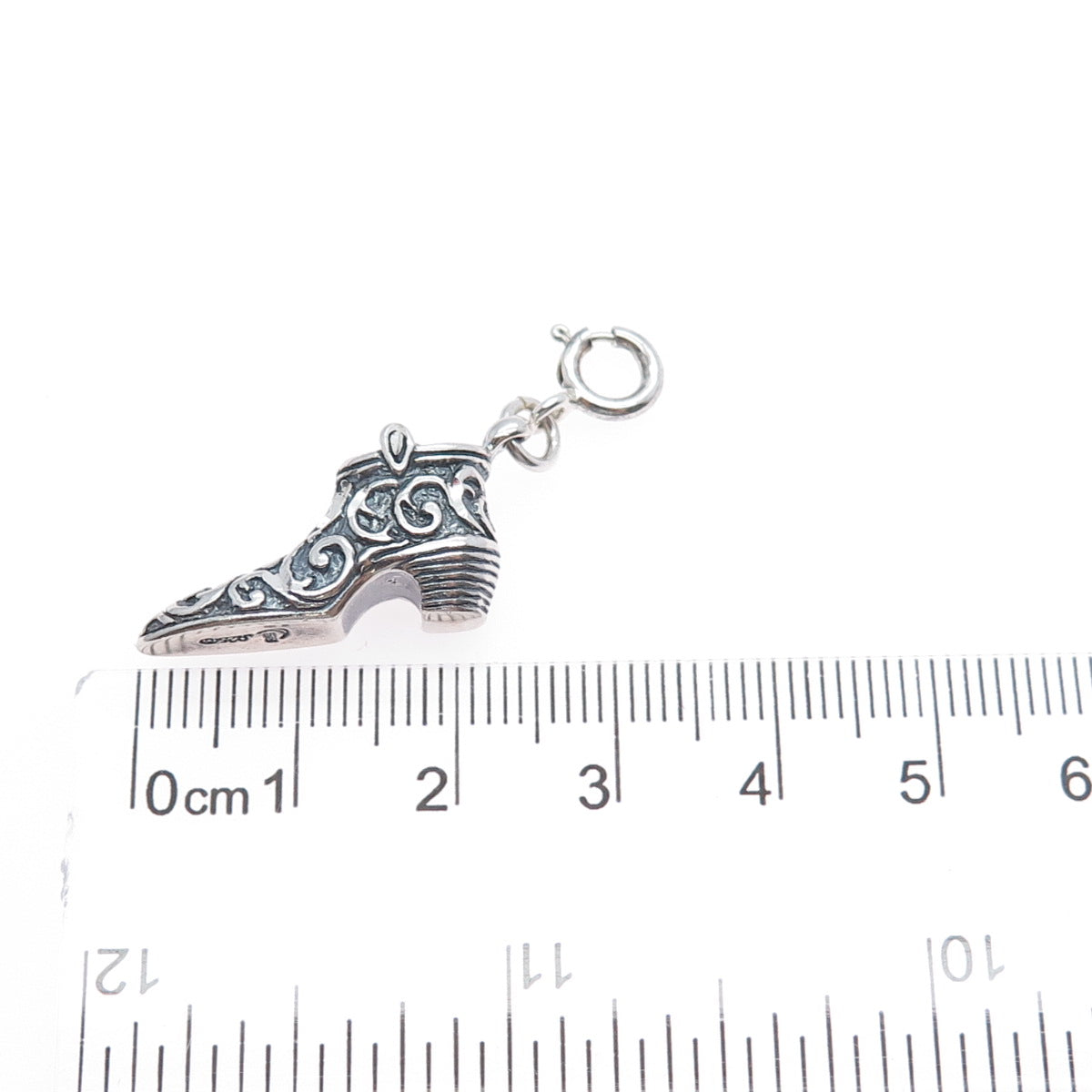 CAROLYN POLLACK 925 Sterling Silver Vintage Floral Shoe Spring Ring Lock Pendant
