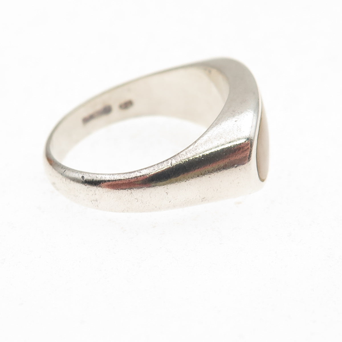 E. Pearl 925 Sterling Silver Vintage Real MOP Modernist Ring Size 9.75