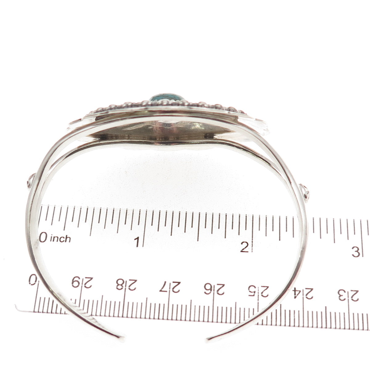 Shube Old Pawn 925 Sterling Vintage Turquoise Concho Adjustable Bracelet 6.25"