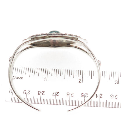 Shube Old Pawn 925 Sterling Vintage Turquoise Concho Adjustable Bracelet 6.25"