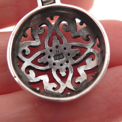 925 Sterling Silver Vintage Ornate Oxidized Charm Pendant