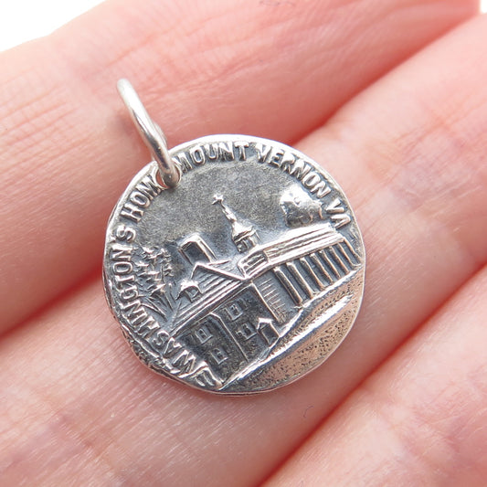 KJM CO. 925 Sterling Silver Vintage Home of George Washington Minimalist Pendant