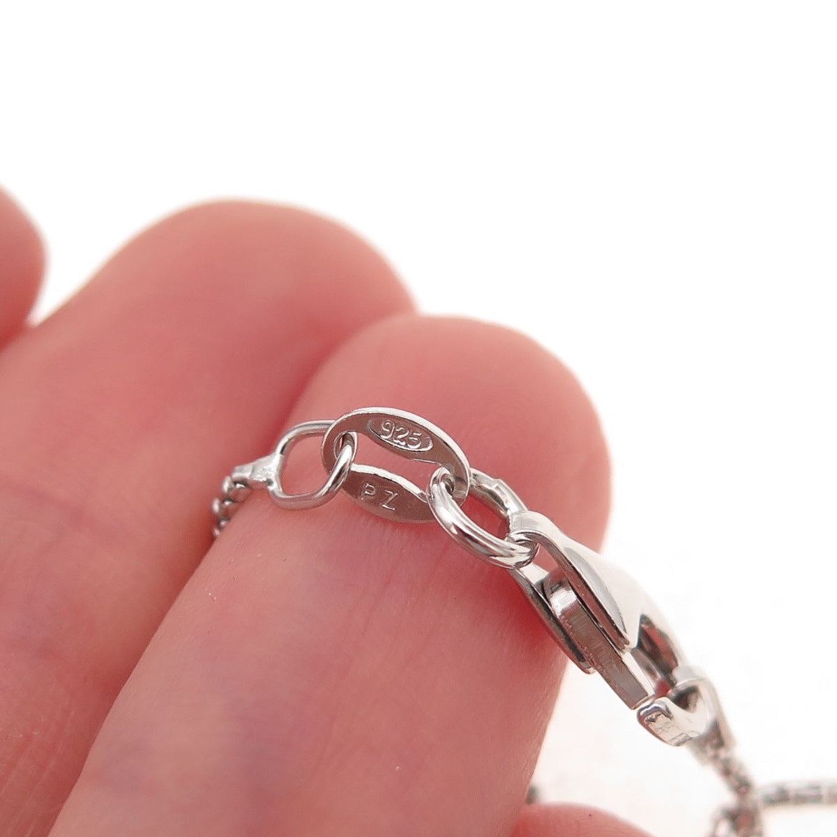 Or Paz PZ 925 Sterling Silver Vintage Israel Heart Round Box Chain Necklace 18"