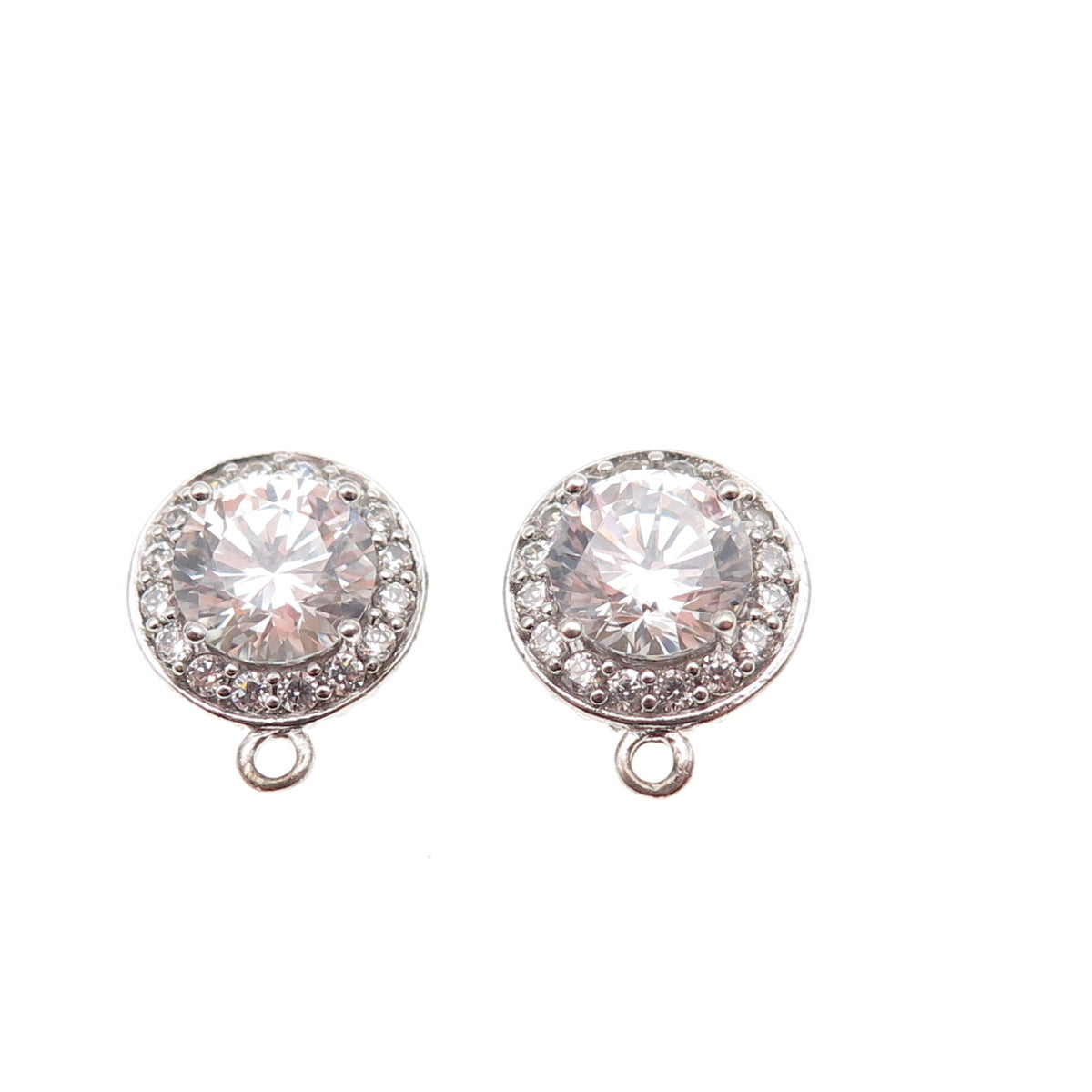 925 Sterling Silver Round-Cut C Z Jacket Earrings