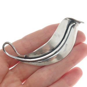 FELCHCRAFT 925 Sterling Silver Vintage Floral Leaf Oxidized Pin Brooch