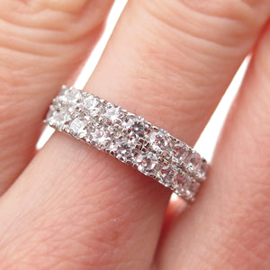 925 Sterling Silver Round-Cut C Z Half Eternity Ring Size 7