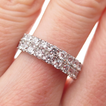 925 Sterling Silver Round-Cut C Z Half Eternity Ring Size 7
