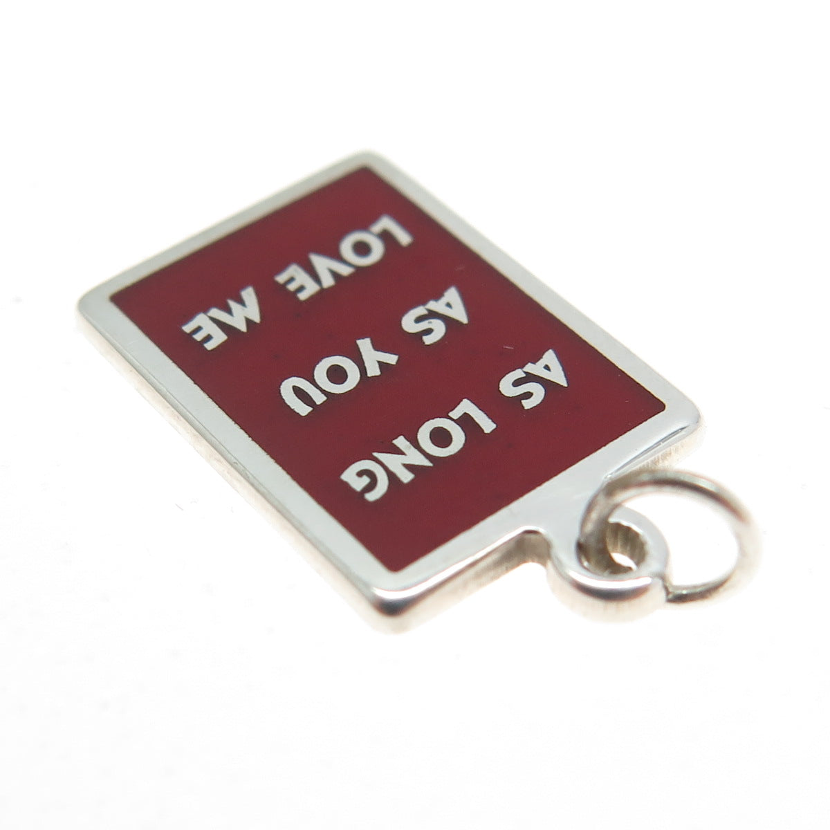 925 Sterling Silver Red Enamel "As Long As You Love Me" Minimalist Charm Pendant