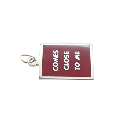 925 Sterling Silver Red Enamel Comes Close To Me Minimalist Charm Pendant