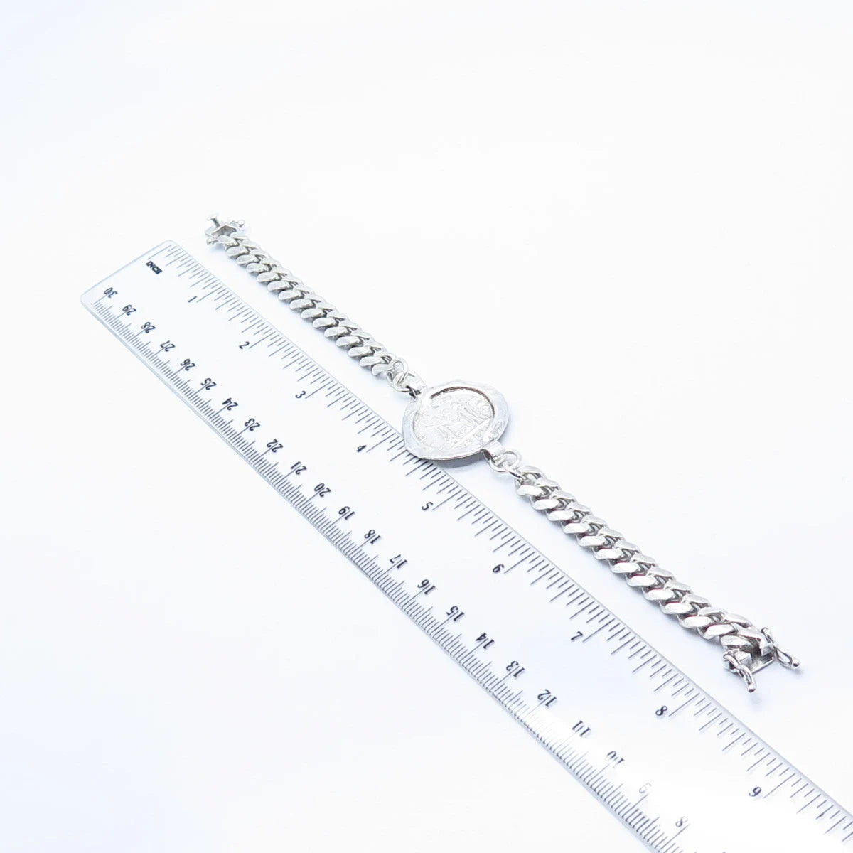 925 Sterling Silver Vintage Israel Cuban Link Bracelet 7.25"