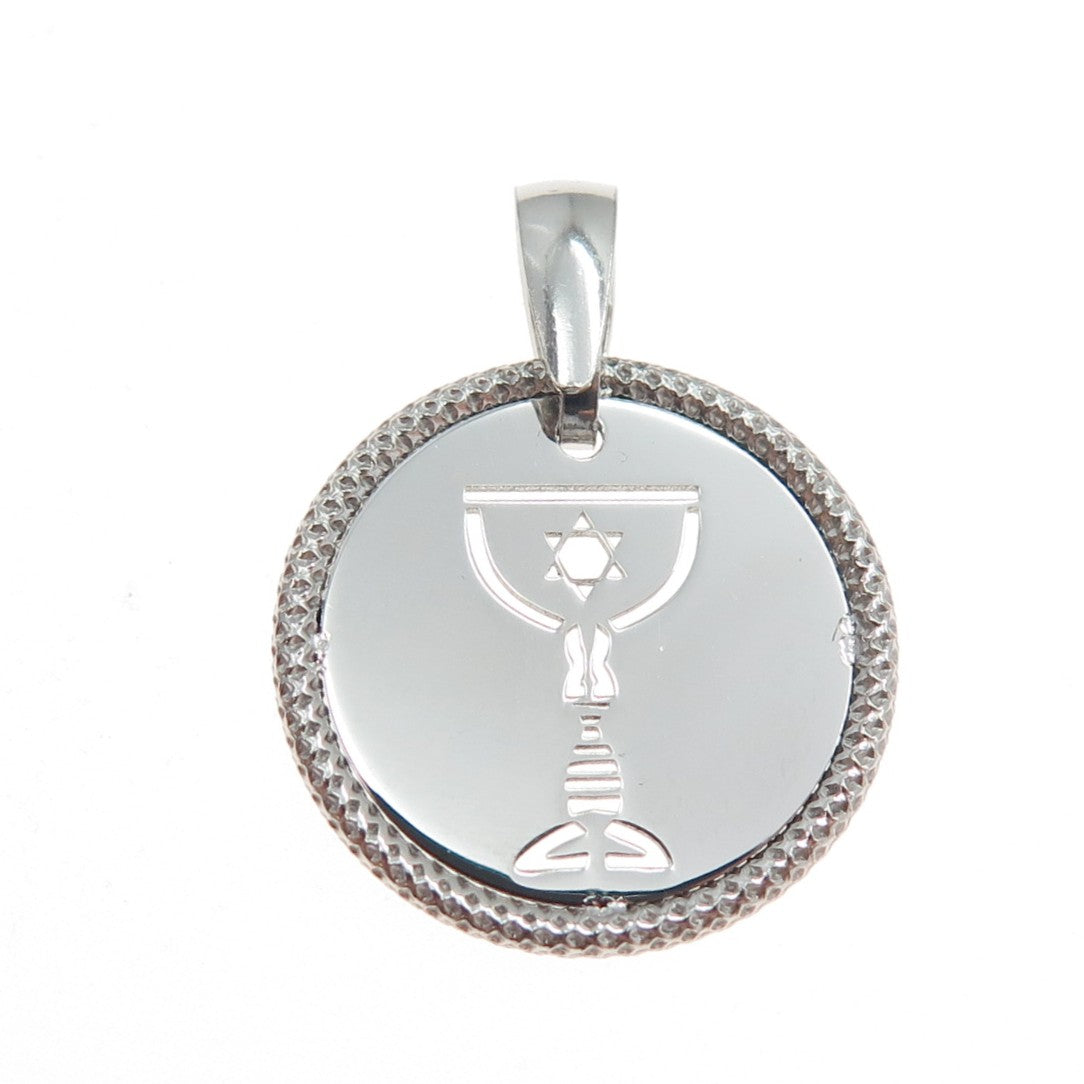 925 Sterling Silver Vintage Italy Chalice / Goblet Judaica Minimalist Pendant