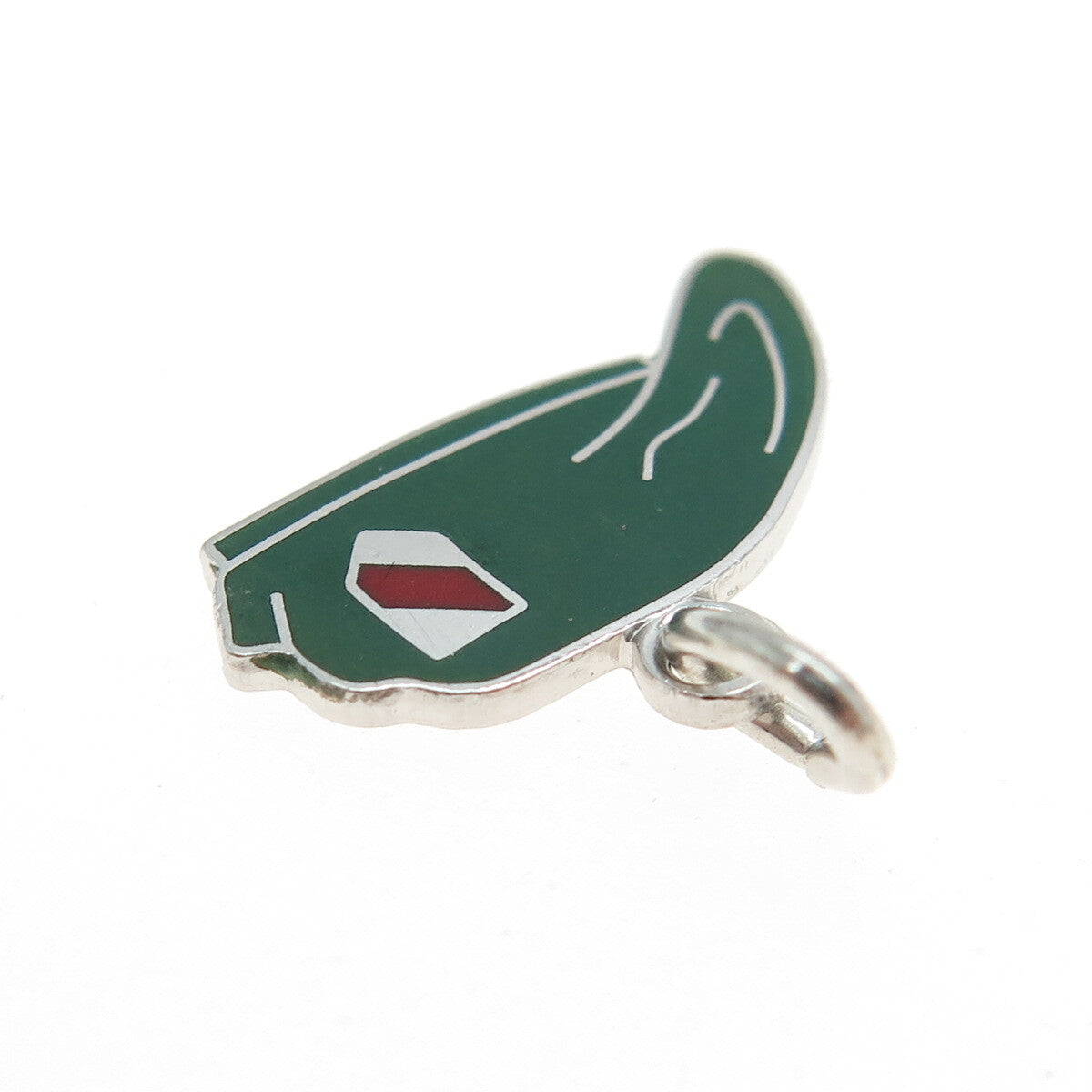 WELLS 925 Sterling Silver Vintage Enamel Thin Red Line Battalion Charm Pendant