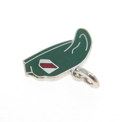 WELLS 925 Sterling Silver Vintage Enamel Thin Red Line Battalion Charm Pendant