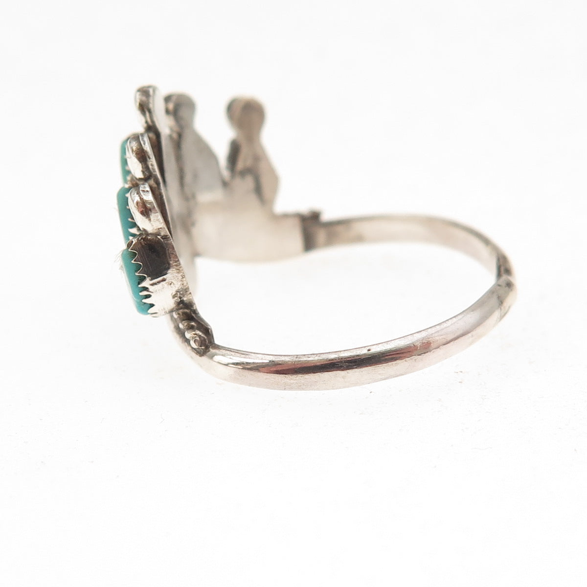 Old Pawn 925 Sterling Silver Vintage Southwestern Turquoise Crown Ring Size 7.25