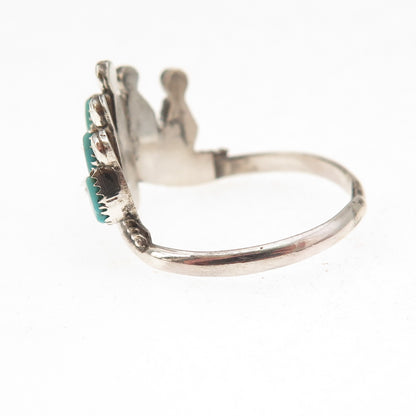 Old Pawn 925 Sterling Silver Vintage Southwestern Turquoise Crown Ring Size 7.25
