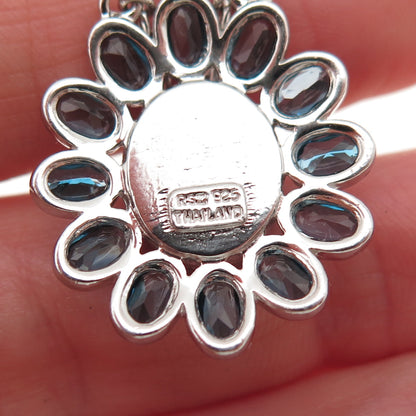 925 Sterling Silver Real London Blue Topaz & Druzy Dangle Earrings