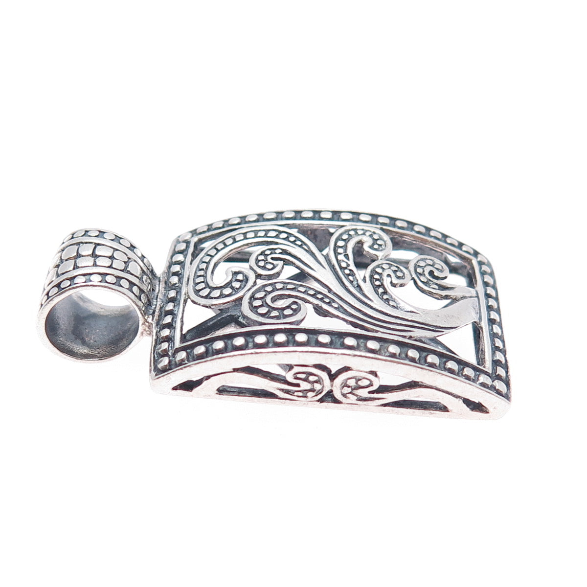 SILPADA 925 Sterling Silver Vintage Paisley Filigree Oxidized Charm Pendant