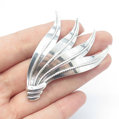 B. MUNKSGAARD 925 Sterling Silver Antique Art Deco Denmark Leaf Pin Brooch
