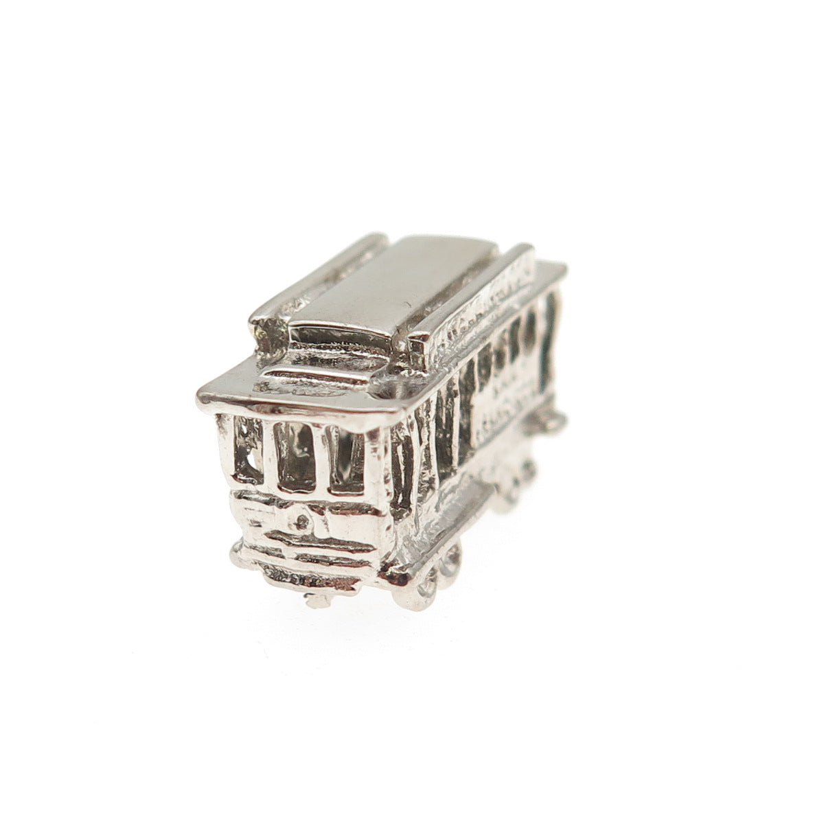 925 Sterling Silver Vintage San Francisco Cable Car 3D Mini Charm Pendant