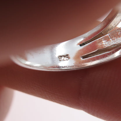 925 Sterling Silver Oval-Cut C Z Engagement Ring Size 7.25