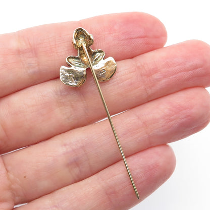 925 Sterling Silver Gold Plated Vintage R Artisan Frog For Good Luck Lapel Pin