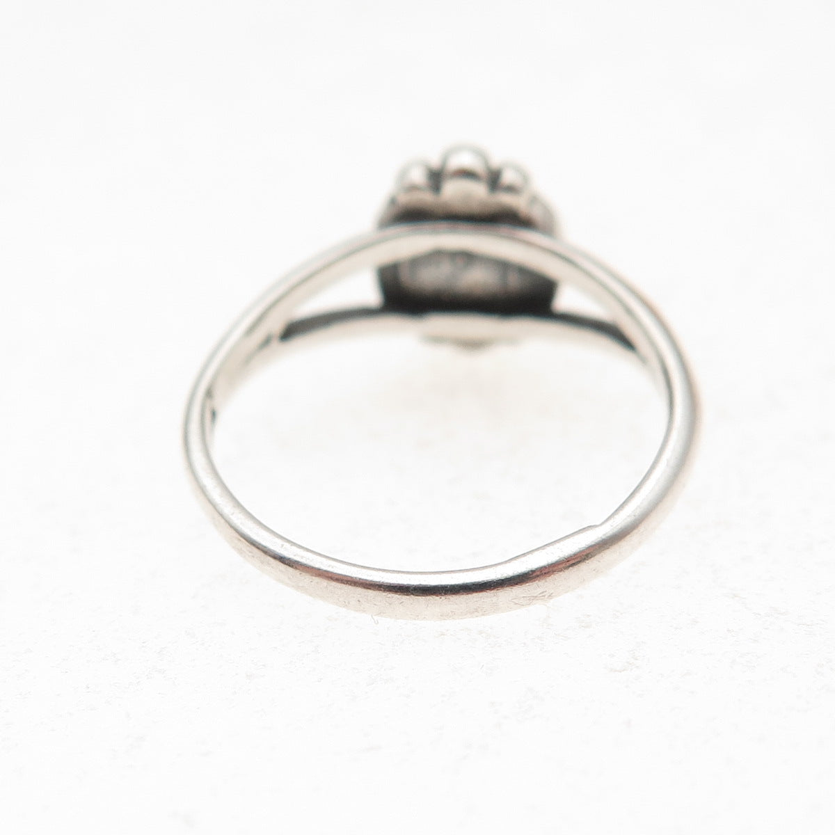 925 Sterling Silver Vintage Southwestern Black Onyx Tribal Ring Size 4