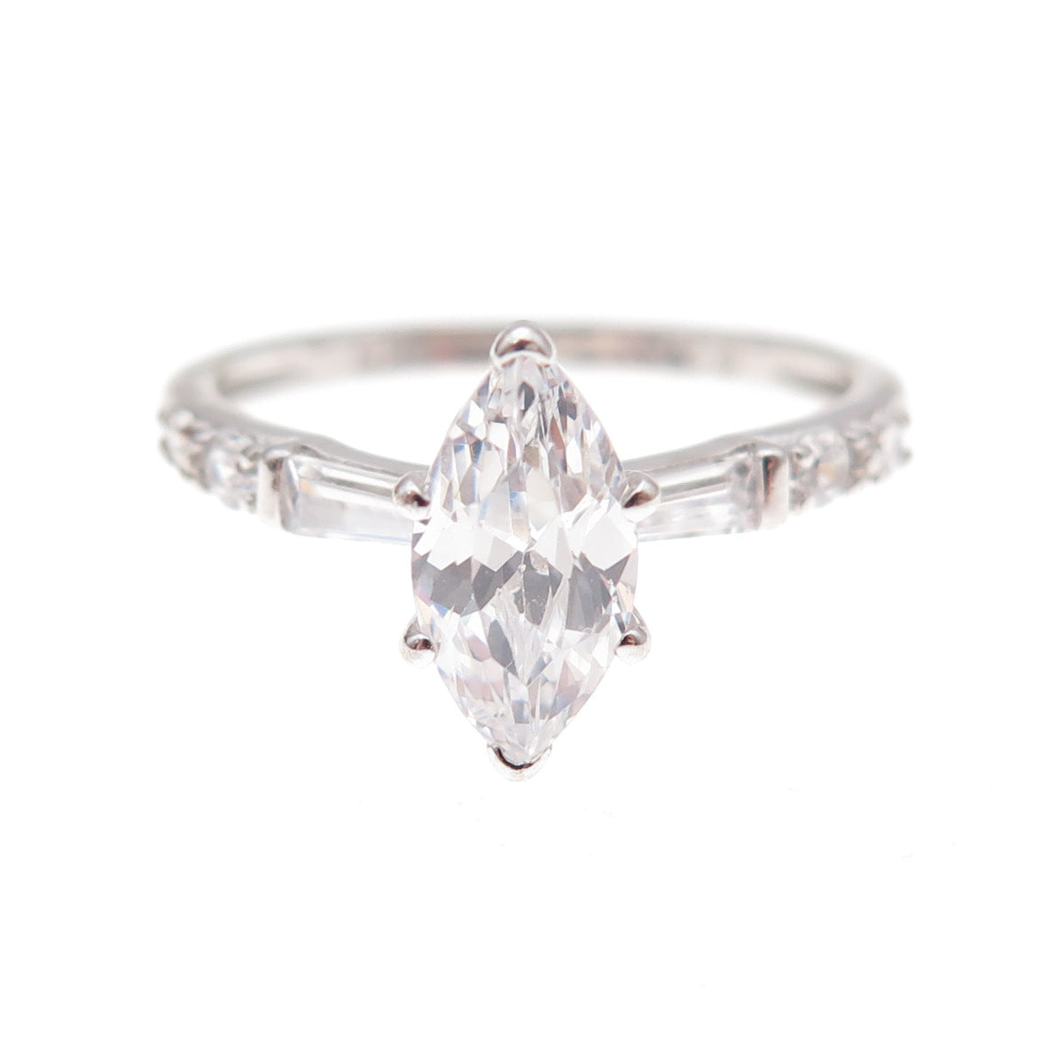 925 Sterling Silver Multi-Cut C Z Engagement Ring Size 8