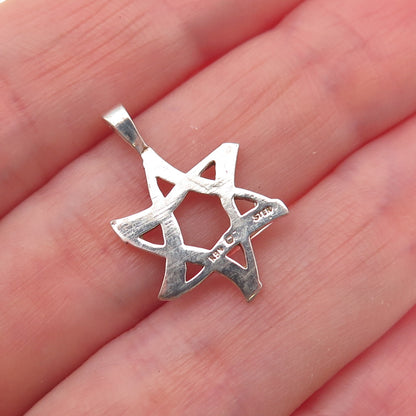 Kabana 925 Sterling Silver Vintage Star of David Oxidized Charm Pendant