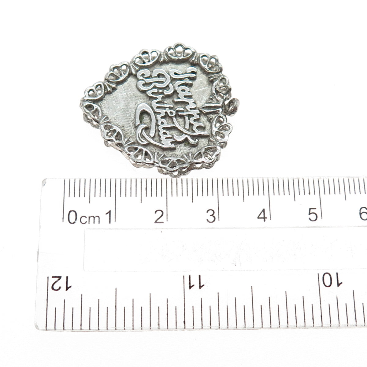 925 Sterling Silver Vintage Happy Birthday Heart Oxidized Charm Pendant