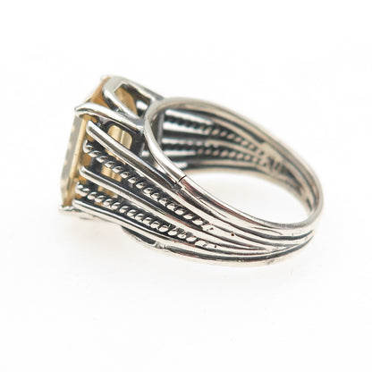 CHATEAU D'ARGENT Sterling Silver Vintage Real Citrine Oxidized Ring Size 8.25