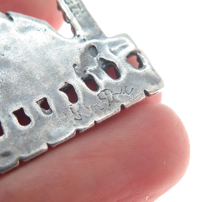 925 Sterling Silver Vintage Jerusalem Centerpiece Oxidized Pendant