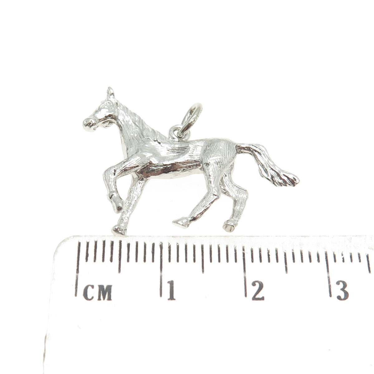 925 Sterling Silver Vintage Horse Textured 3D Pendant