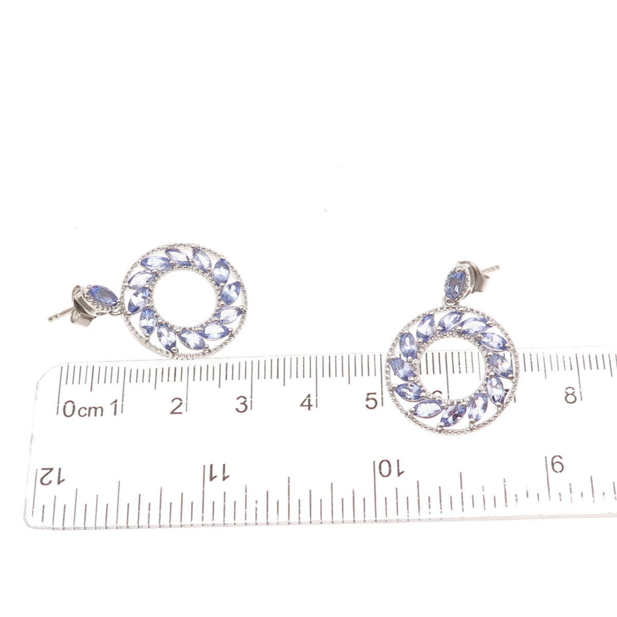Chuck Clemency 925 Sterling Silver Real Marquise-Cut Tanzanite Dangle Earrings