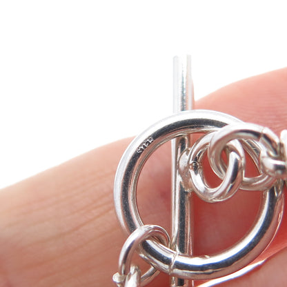 925 Sterling Silver Vintage Modernist Beaded Anchor Chain Necklace 16"