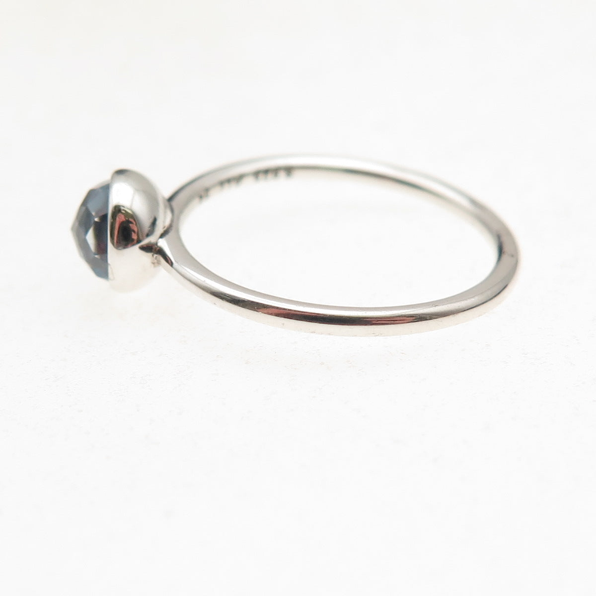 Pandora 925 Sterling Silver Blue Crystal March Birthstone Ring Size 6.75