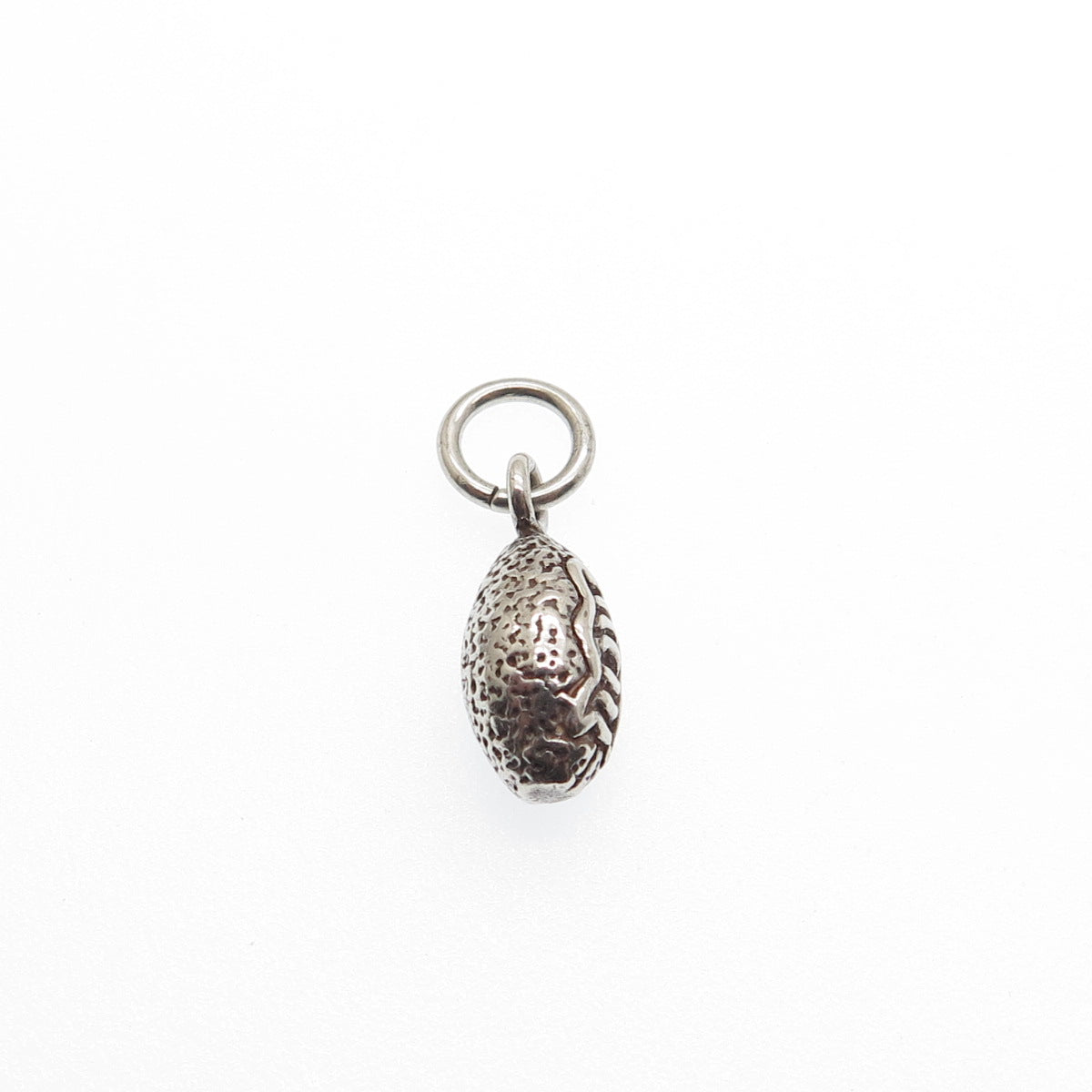 925 Sterling Silver Vintage Football Ball Oxidized Minimalist Charm Pendant
