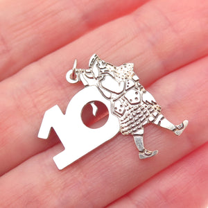 925 Sterling Silver Vintage Ten Lords A-Leaping Christmas Mini Charm Pendant