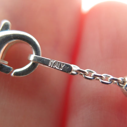 925 Sterling Silver Italy Diamond-Cut Bead Station Cable Anklet / Bracelet 9.75"