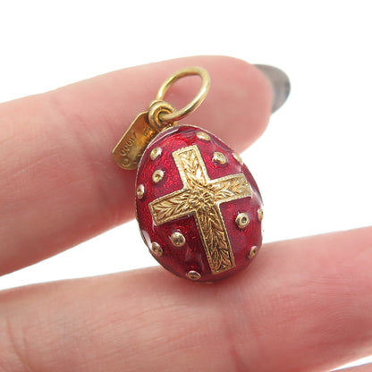 RAFKA Retired 925 Sterling Silver Vermeil Enamel Cross Easter Egg Charm Pendant