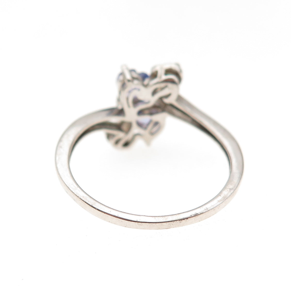 Chuck Clemency 925 Sterling Silver Real Tanzanite & Emerald Heart Ring Size 8.25