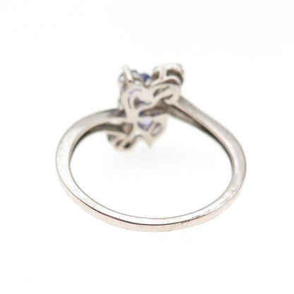 Chuck Clemency 925 Sterling Silver Real Tanzanite & Emerald Heart Ring Size 8.25