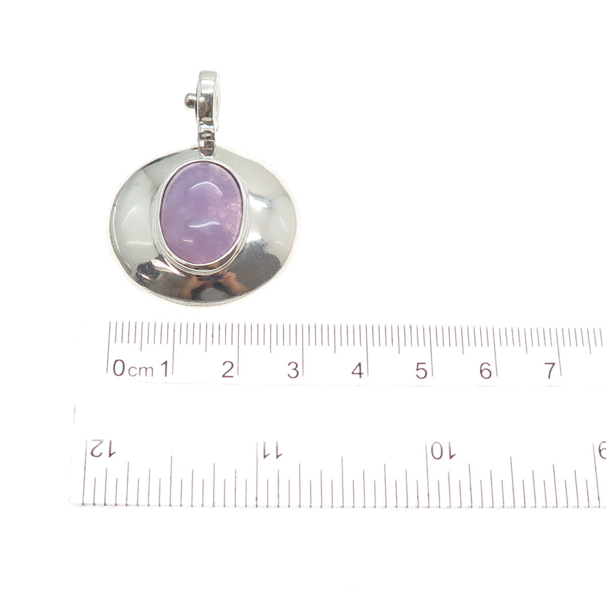 ESPO SIG Joseph Esposito Sterling Vintage Amethyst Flower Modernist Snap Pendant