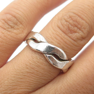 925 Sterling Silver Vintage Mexico Woven Band Ring Size 7.25