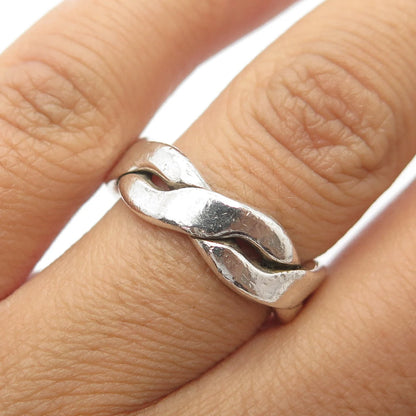 925 Sterling Silver Vintage Mexico Woven Band Ring Size 7.25