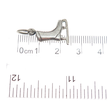 925 Sterling Silver Antique Ice Skating Shoe 3D Charm Pendant