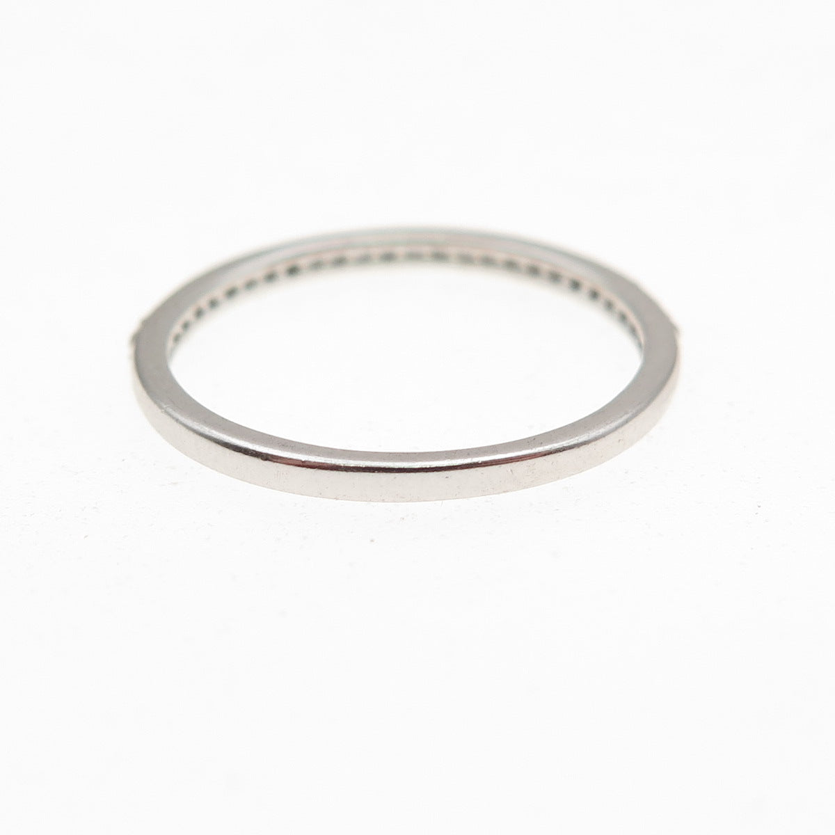 925 Sterling Silver Round-Cut C Z Half Eternity Stackable Band Ring Size 6