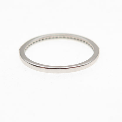 925 Sterling Silver Round-Cut C Z Half Eternity Stackable Band Ring Size 6