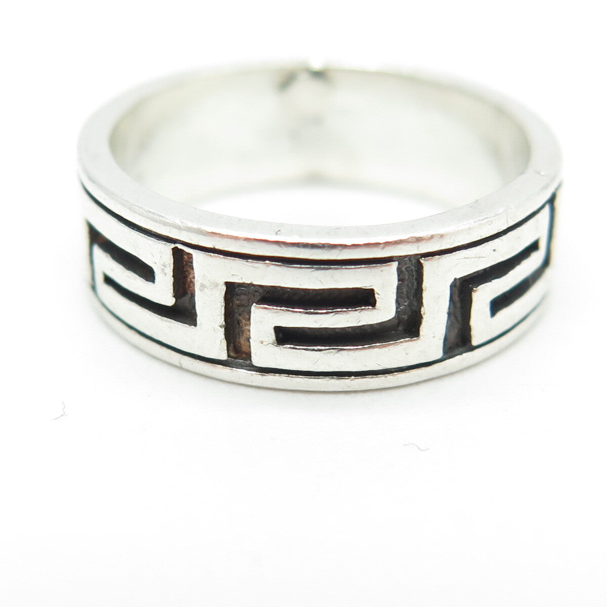 925 Sterling Silver Vintage Greek Maze Band Ring Size 8