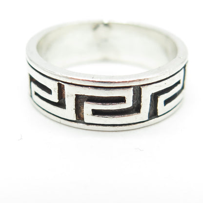 925 Sterling Silver Vintage Greek Maze Band Ring Size 8